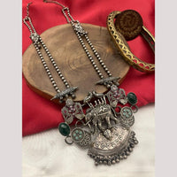 FS Collection Oxidised Plated Pota Modern Fusion Jewelry Long Necklace Set
