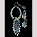FS Collection 2 Tone Plated Pota and Pearls  Modern Fusion Jewelry Necklace Set