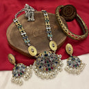 FS Collection 2Tone Plated Pota and Pearls  Modern Fusion Jewelry Long Necklace Set
