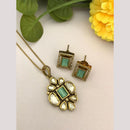 FS Collection Designer Gold Plated Kundan Traditional Chain Pendant Set