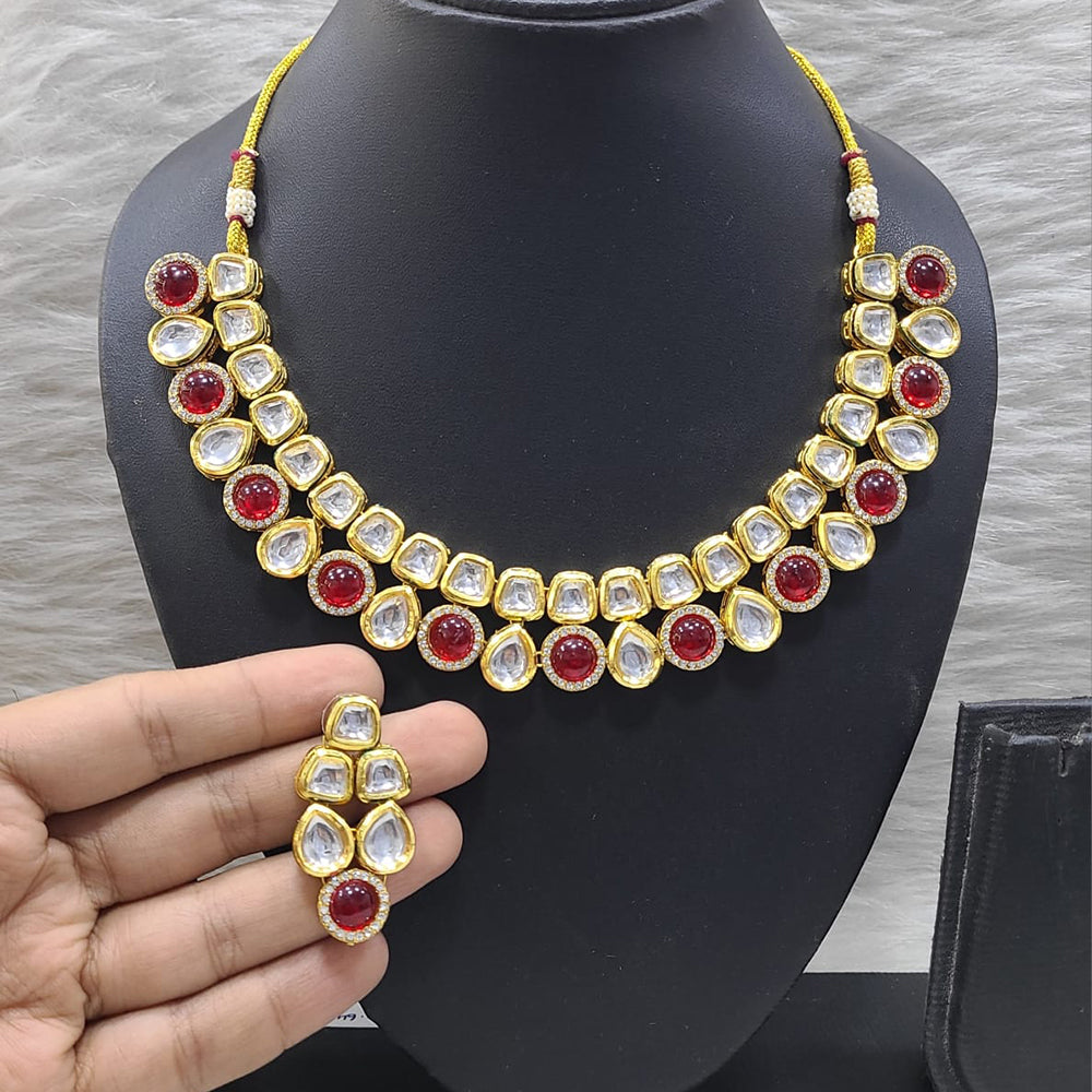 FS Collection Regal Spark Kundan Stone Necklace Set