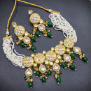 FS Collection Gold Plated Kundan Stone Pearl And Beads Choker Necklace Set