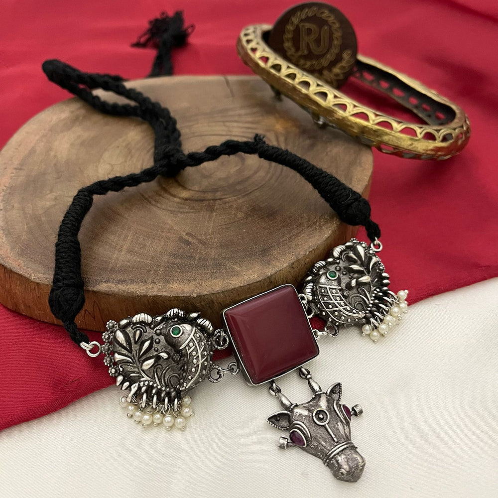 FS Collection Ethnic Oxidized Plated Choker Necklace