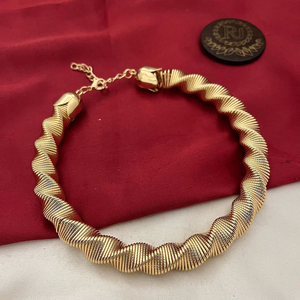 FS Collection Bold Elegance Gold Plated Fashion / Statement Necklace