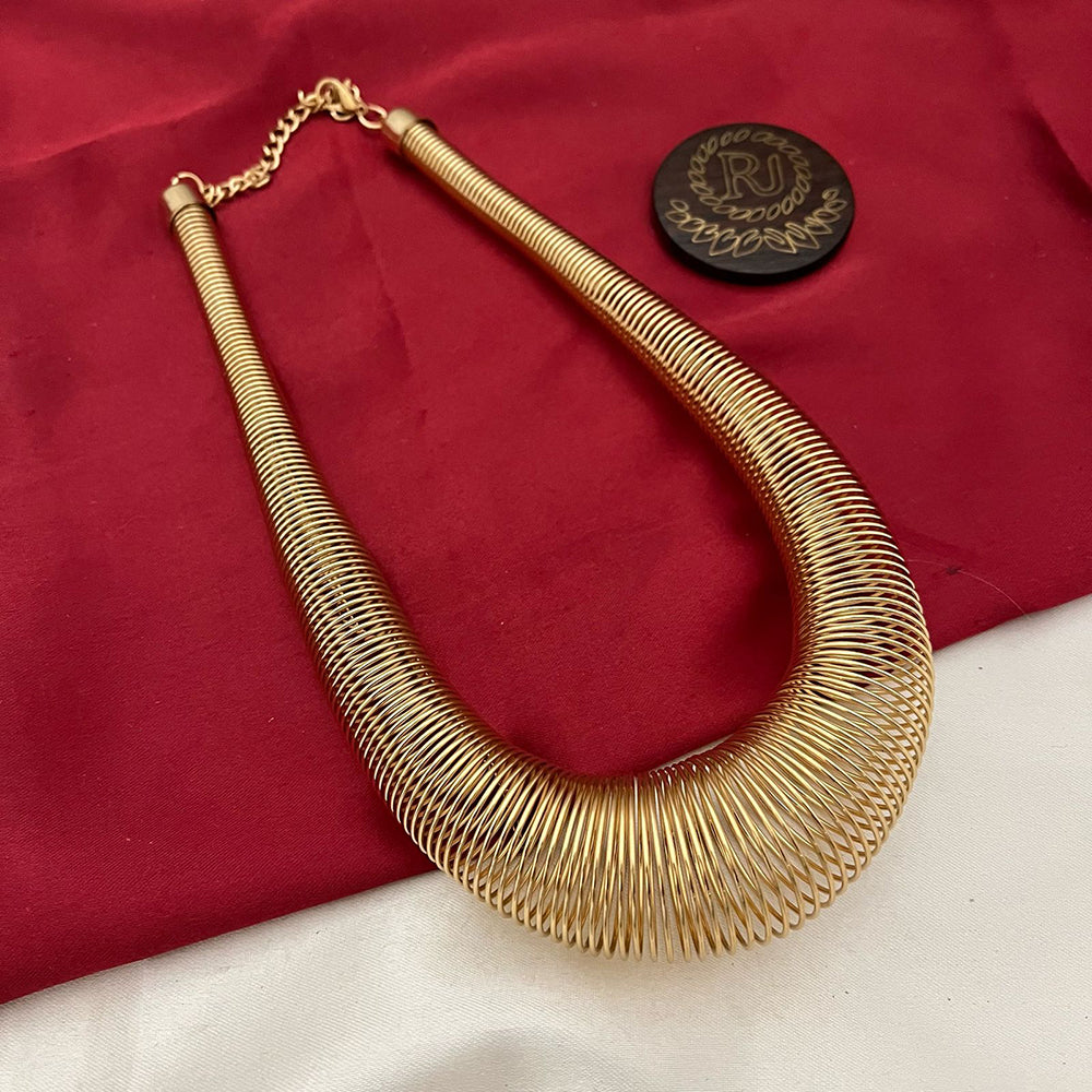 FS Collection Bold Elegance Gold Plated Fashion / Statement Necklace