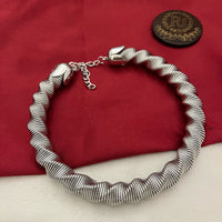 FS Collection Bold Elegance Silver Plated Fashion / Statement Necklace