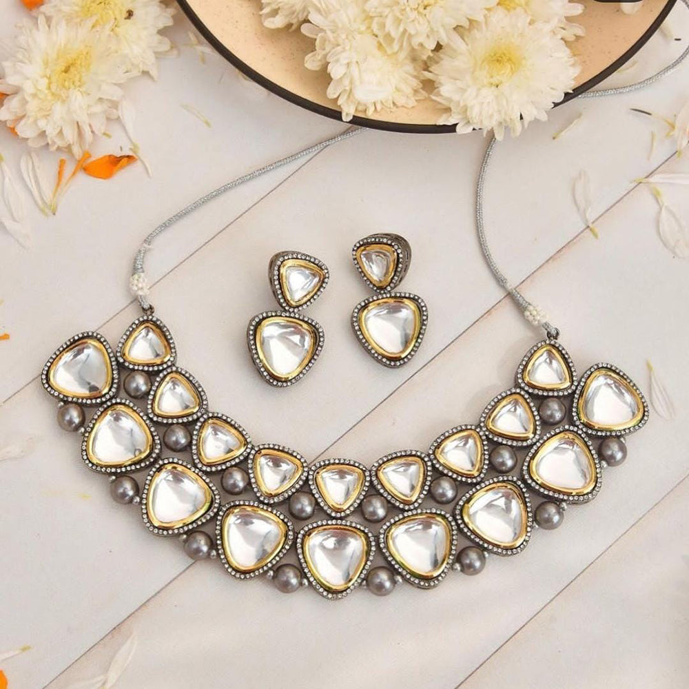 FS Collection Heritage Radiance 2-Tone Plated Kundan Necklace Set