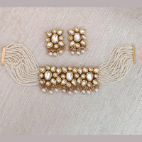 FS Collection Gold Plated Kundan Choker Necklace Set