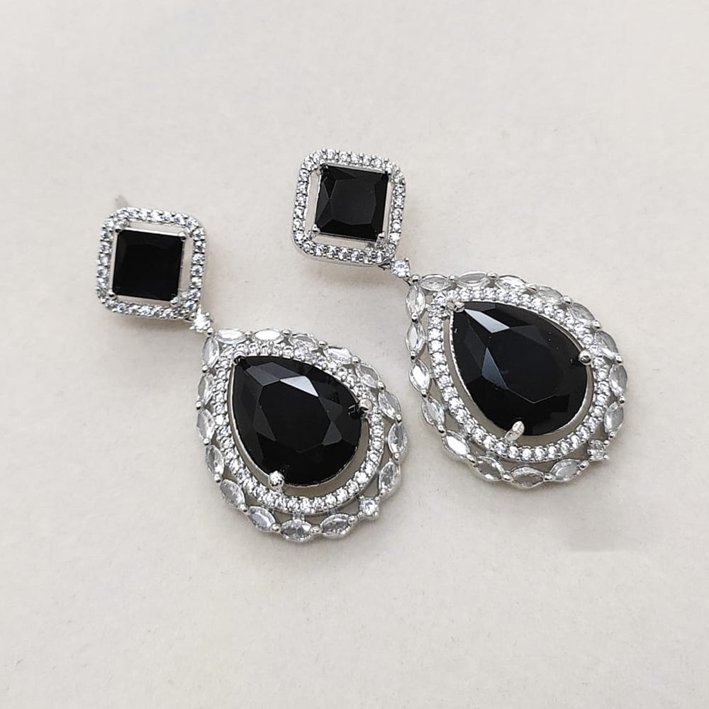 FS Collection Designer Silver Plated American Diamonds Dangler Earrings