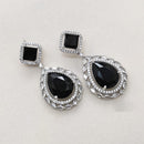FS Collection Designer Silver Plated American Diamonds Dangler Earrings