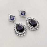 FS Collection Designer Silver Plated American Diamonds Dangler Earrings