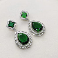FS Collection Designer Silver Plated American Diamonds Dangler Earrings