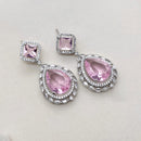 FS Collection Designer Silver Plated American Diamonds Dangler Earrings
