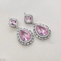 FS Collection Designer Silver Plated American Diamonds Dangler Earrings