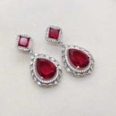 FS Collection Designer Silver Plated American Diamonds Dangler Earrings