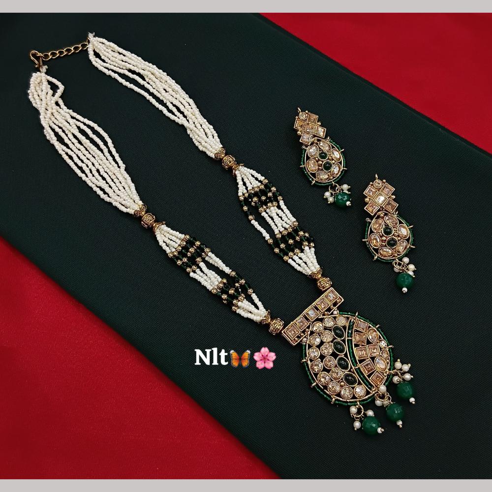 FS Collection Gold Plated Crystal Stone And Beads Necklace Set