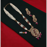 FS Collection Gold Plated Crystal Stone And Beads Necklace Set