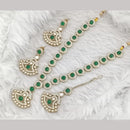 FS Collection Traditional Gold Plated Pota and Austrian Stones for Weddings Necklace Set