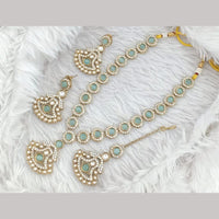 FS Collection Traditional Gold Plated Pota and Austrian Stones for Weddings Necklace Set
