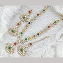 FS Collection Traditional Gold Plated Pota and Austrian Stones for Weddings Necklace Set