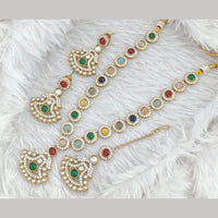 FS Collection Traditional Gold Plated Pota and Austrian Stones for Weddings Necklace Set