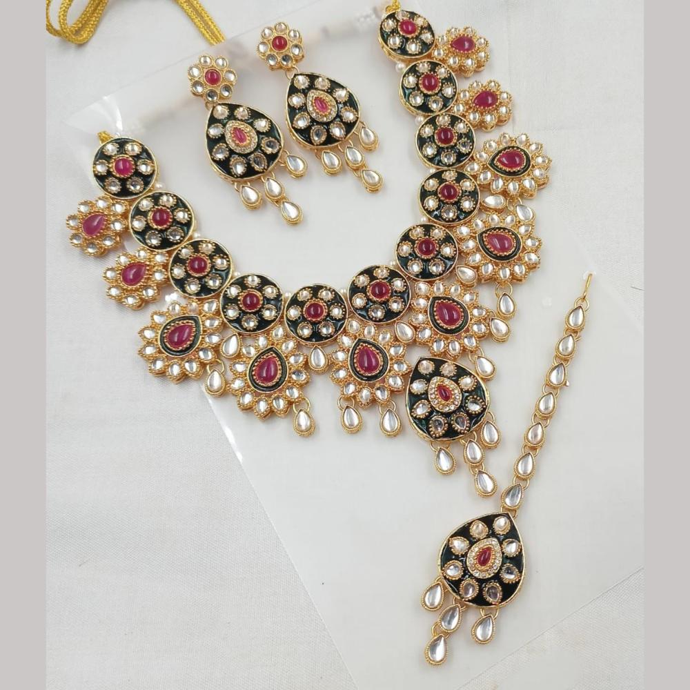 FS Collection Kundan And Austrian Stone Long Necklace Set