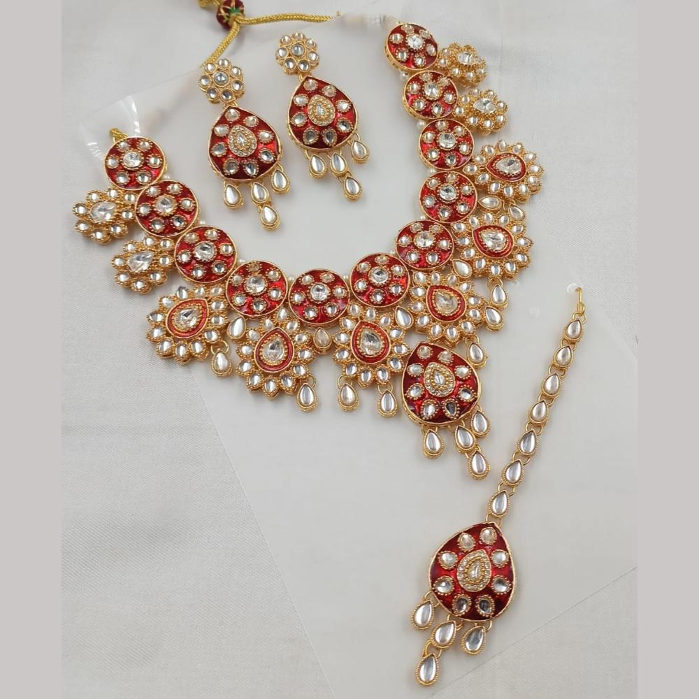 FS Collection Kundan And Austrian Stone Long Necklace Set