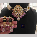 FS Collection Gold Plated Kundan Stone Pearl And Beads Choker Necklace Set