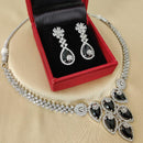 FS Collection Silver Plated Sparkling American Diamond Necklace Set