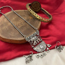 FS Collection Oxidized Plated Pota Stone Long Necklace Set