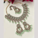 FS Collection Shining Silver Plated Crystal Stone And Beads Necklace Set