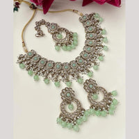 FS Collection Shining Silver Plated Crystal Stone And Beads Necklace Set