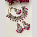 FS Collection Shining Silver Plated Crystal Stone And Beads Necklace Set