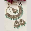 FS Collection Royal Charm Silver Plated Crystal Stone Beads And Pearl Necklace Set