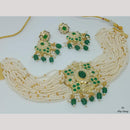 FS Collection Authentic Gold Plated Pota Stone Pearl And Beads Choker Necklace Set