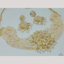 FS Collection Authentic Gold Plated Pota Stone Pearl And Beads Choker Necklace Set