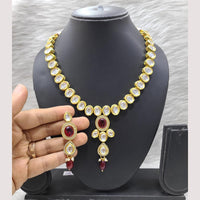 FS Collection Gold Plated Bridal-Inspired Kundan Necklace Set