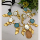 FS Collection Regal Gold Plated  with Elegant Mother of Pearl Touch Necklace Set