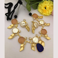 FS Collection Regal Gold Plated  with Elegant Mother of Pearl Touch Necklace Set