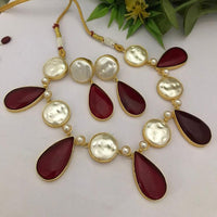 FS Collection Regal Gold Plated  with Elegant Mother of Pearl Touch Necklace Set