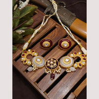 FS Collection Royal Gold Plated Kundan & Pearl Choker Necklace Set