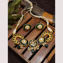 FS Collection Royal Gold Plated Kundan & Pearl Choker Necklace Set