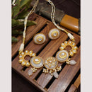 FS Collection Royal Gold Plated Kundan & Pearl Choker Necklace Set