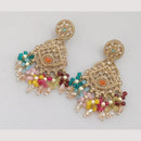 FS Collection Gold Plated Crystal Stone And Beads Dangler Earrings