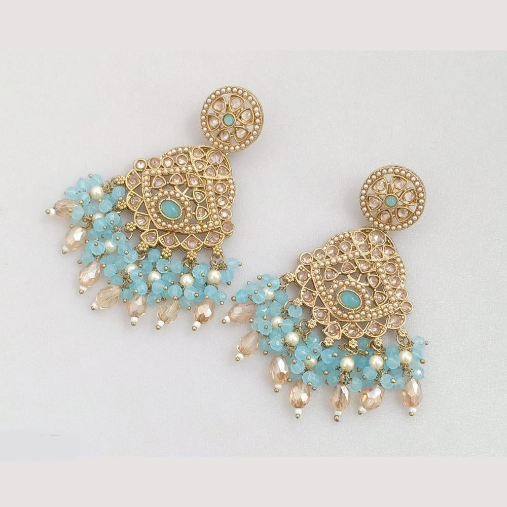 FS Collection Gold Plated Crystal Stone And Beads Dangler Earrings