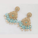 FS Collection Gold Plated Crystal Stone And Beads Dangler Earrings