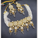 FS Collection Gold Plated Kundan Stone Pearl And Beads Choker Necklace Set