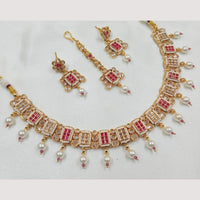 FS Collection Gold Plated Crystal Stone And Beads Necklace Set