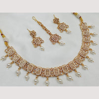FS Collection Gold Plated Crystal Stone And Beads Necklace Set