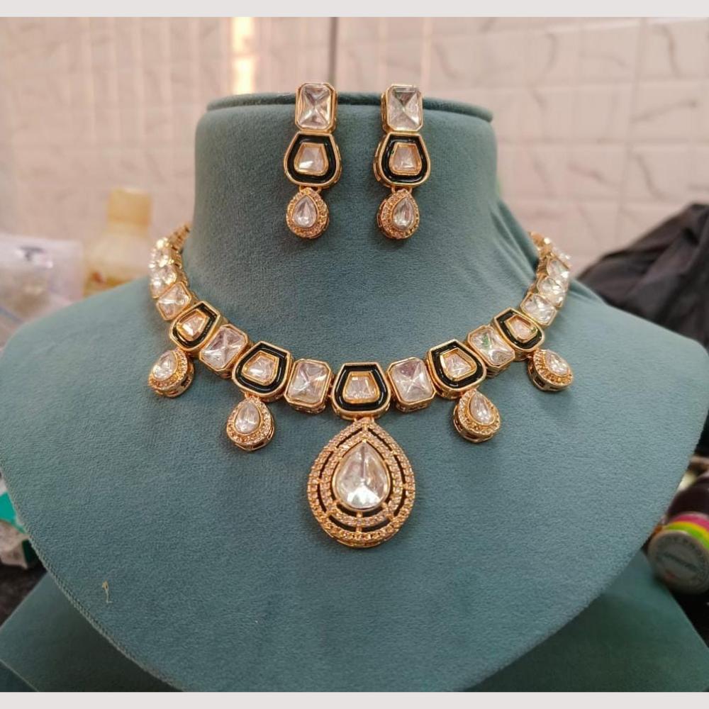 FS Collection Gold Plated Crystal Stone Necklace Set